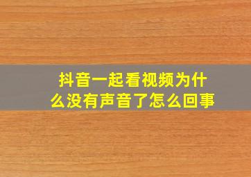 抖音一起看视频为什么没有声音了怎么回事