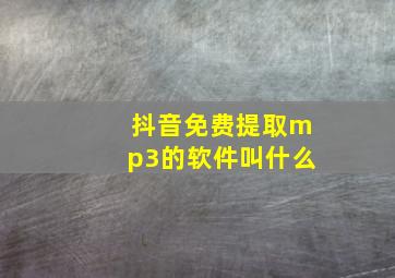 抖音免费提取mp3的软件叫什么