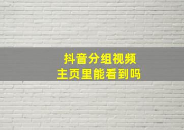 抖音分组视频主页里能看到吗