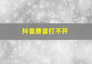 抖音原音打不开