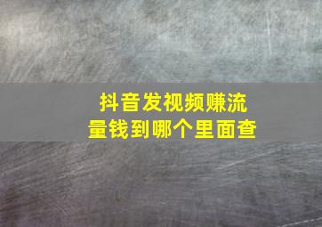 抖音发视频赚流量钱到哪个里面查