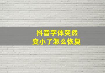 抖音字体突然变小了怎么恢复