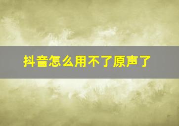 抖音怎么用不了原声了