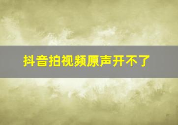 抖音拍视频原声开不了