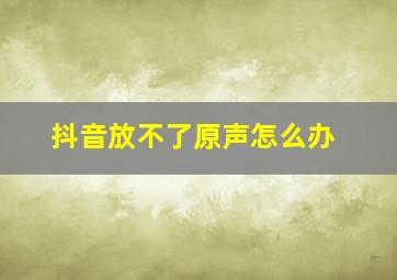 抖音放不了原声怎么办