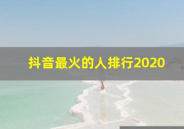 抖音最火的人排行2020