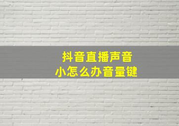 抖音直播声音小怎么办音量键