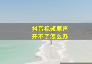 抖音视频原声开不了怎么办