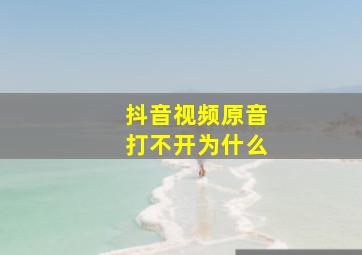 抖音视频原音打不开为什么