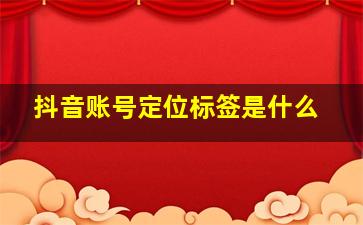 抖音账号定位标签是什么