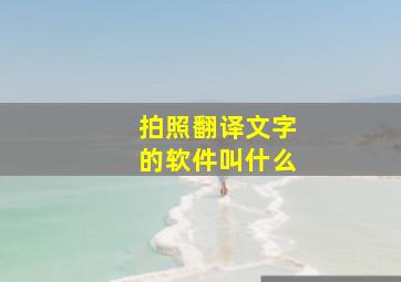 拍照翻译文字的软件叫什么