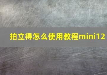 拍立得怎么使用教程mini12