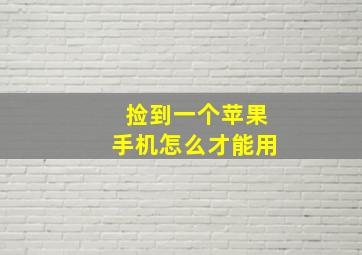 捡到一个苹果手机怎么才能用