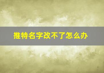 推特名字改不了怎么办