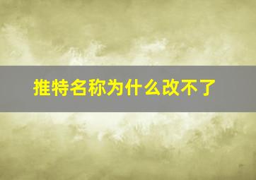 推特名称为什么改不了