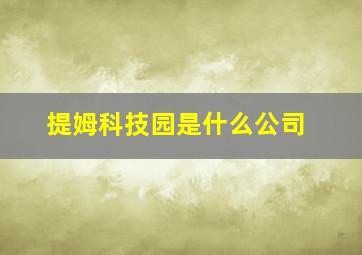 提姆科技园是什么公司