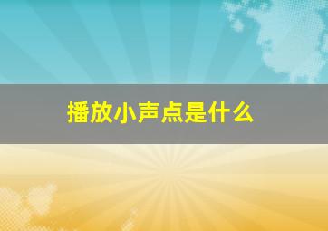 播放小声点是什么