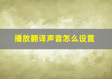 播放翻译声音怎么设置