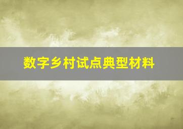 数字乡村试点典型材料