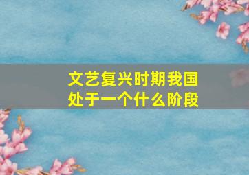 文艺复兴时期我国处于一个什么阶段