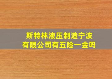 斯特林液压制造宁波有限公司有五险一金吗