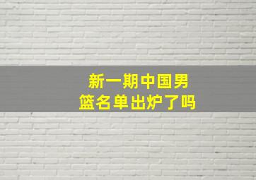 新一期中国男篮名单出炉了吗