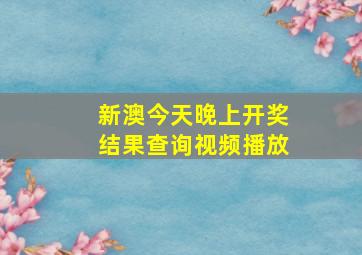 新澳今天晚上开奖结果查询视频播放