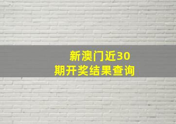 新澳门近30期开奖结果查询