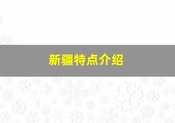 新疆特点介绍