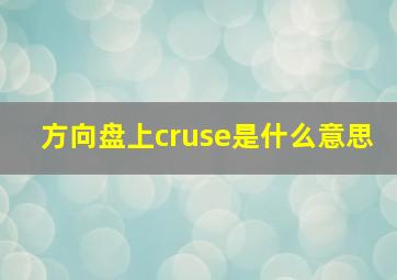 方向盘上cruse是什么意思