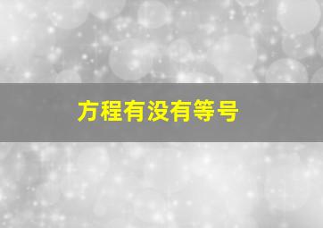 方程有没有等号