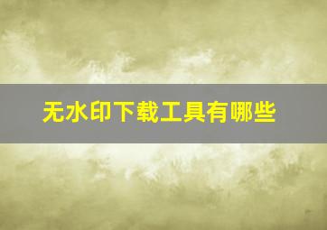 无水印下载工具有哪些