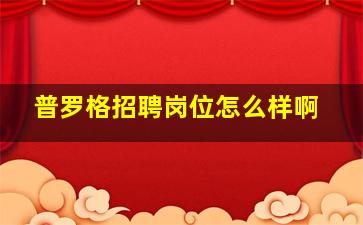 普罗格招聘岗位怎么样啊