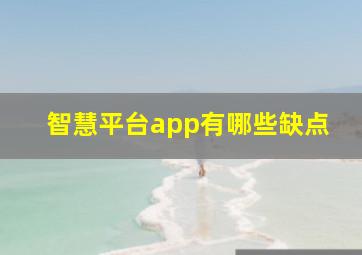 智慧平台app有哪些缺点