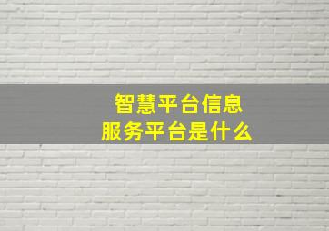 智慧平台信息服务平台是什么