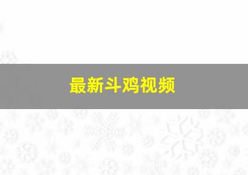 最新斗鸡视频