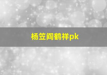 杨笠阎鹤祥pk