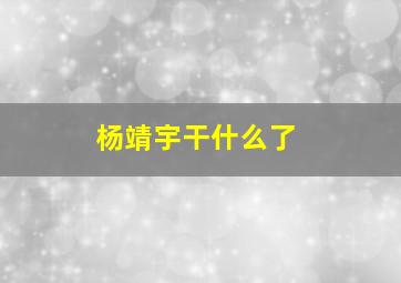 杨靖宇干什么了