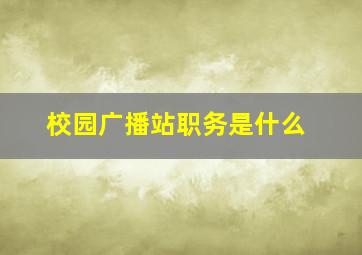 校园广播站职务是什么