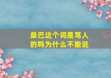 桑巴这个词是骂人的吗为什么不能说