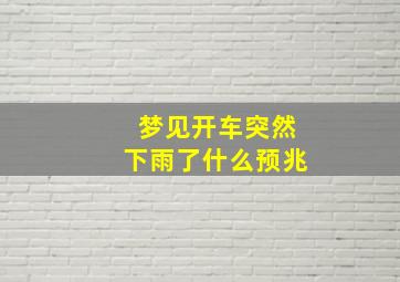 梦见开车突然下雨了什么预兆