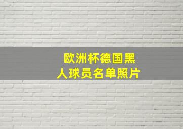 欧洲杯德国黑人球员名单照片