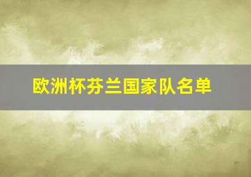 欧洲杯芬兰国家队名单