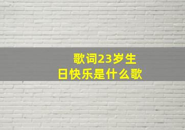 歌词23岁生日快乐是什么歌