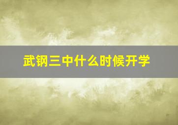 武钢三中什么时候开学