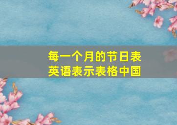 每一个月的节日表英语表示表格中国