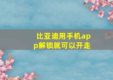 比亚迪用手机app解锁就可以开走