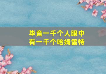 毕竟一千个人眼中有一千个哈姆雷特