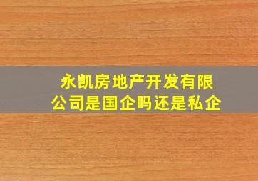 永凯房地产开发有限公司是国企吗还是私企