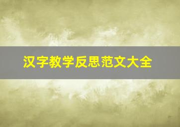 汉字教学反思范文大全